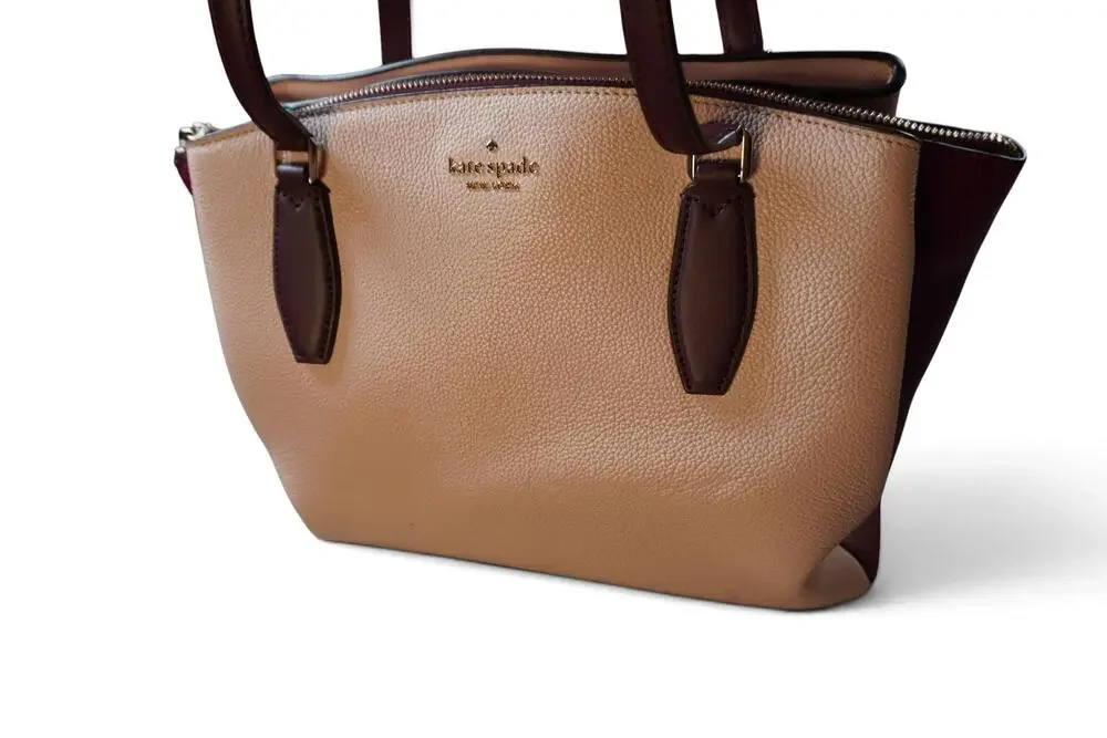 Kate Spade Tote Bag Womens Large Pink Leather Colorblock Zip Shoulder Everyday